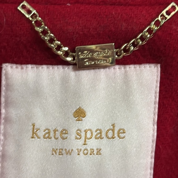 Kate Spade New York True Red Faux-Fur Trim Walker Coat Wool Blend Size Medium - Picture 12 of 15